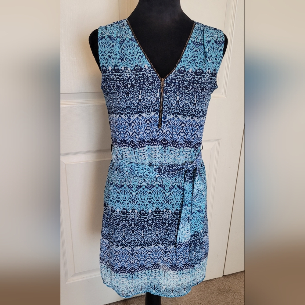 🔥2For$20 IZ Byer Women’s Zipper Neckline Shift Dress SIZE XS BLUE